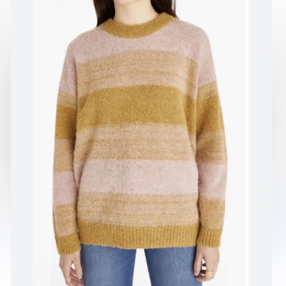 Madewell Otis Alpaca Wool Space Dye Striped Oversized Retro Sweater S